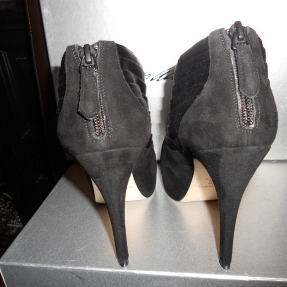 Brian Atwood DASHA Suede Satin Platform Ankle Booties Boots Shoes - Picture 10 of 12